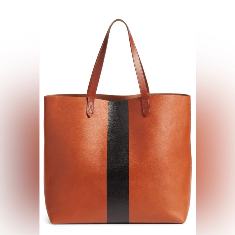 Madewell Brown and Black Paintstripe Tote Bag